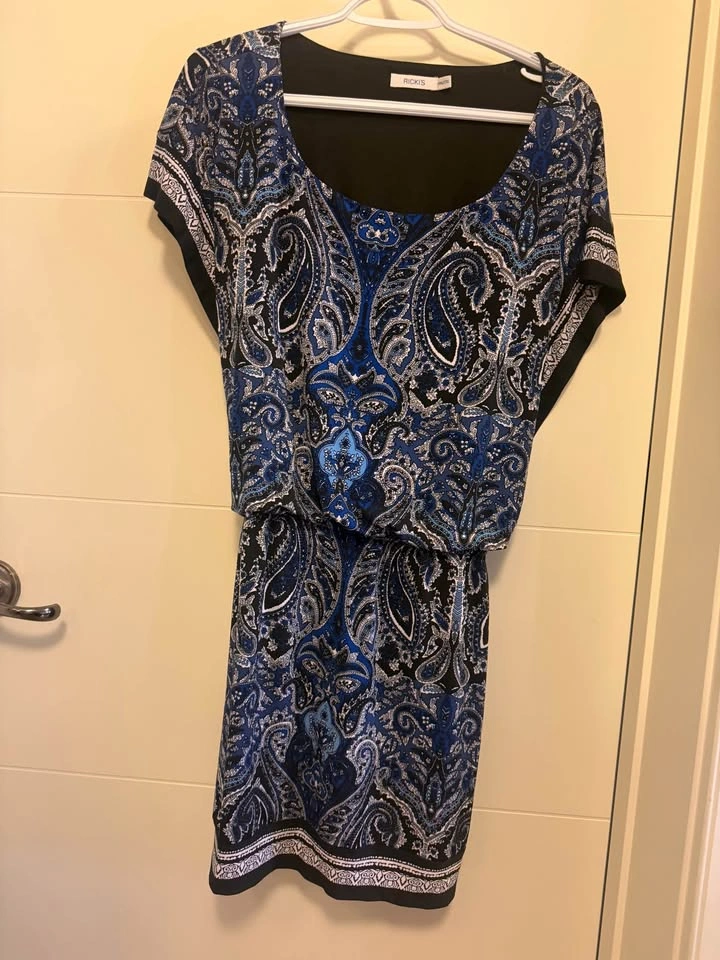 Ricki's Women's Dress Black and Blue Paisley Print XXL - photo 4