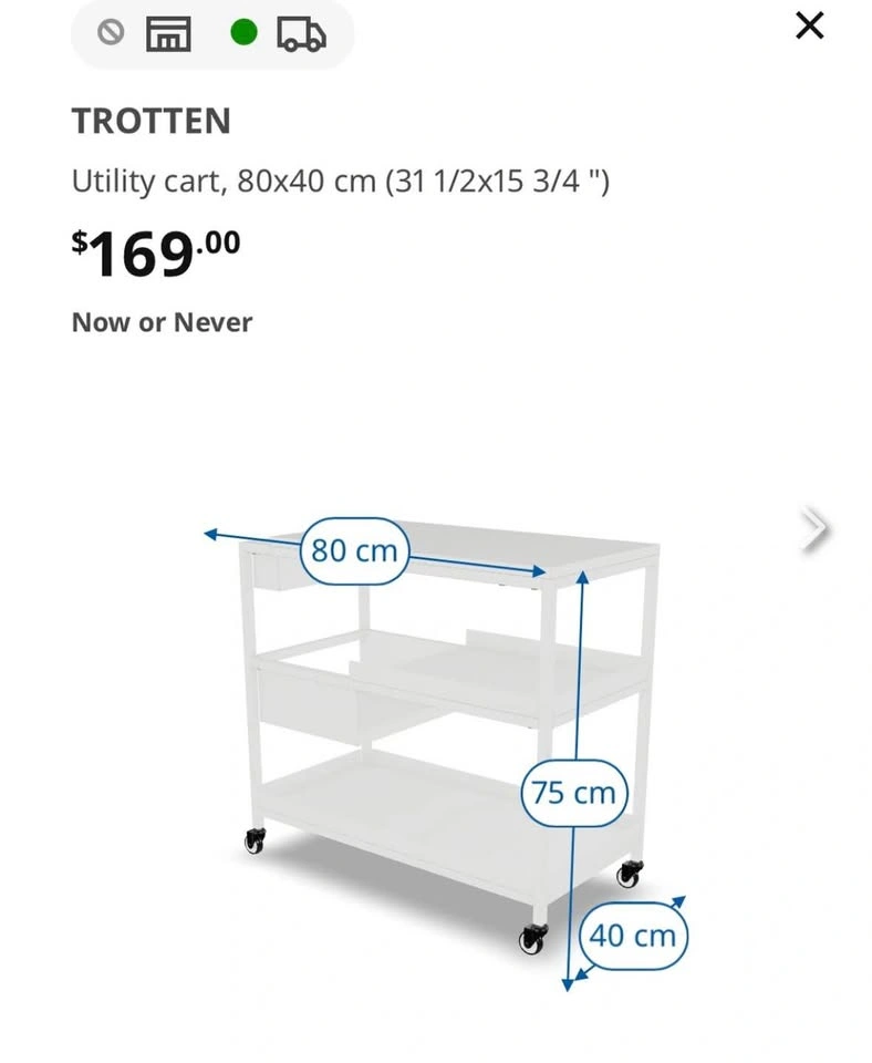 IKEA TROTTEN White Utility Cart with wheels - photo 3