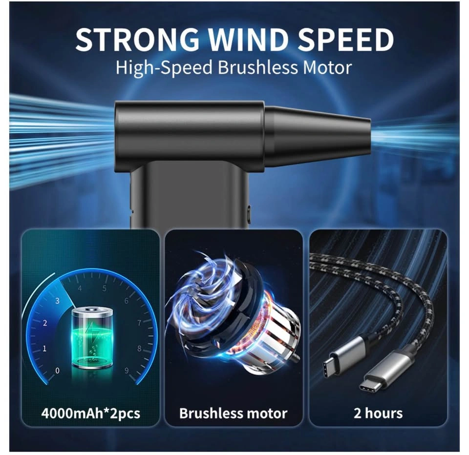 (New)160,000 RPM Cordless Turbo Fan with Vacuum Cleaner (Blue) - photo 2