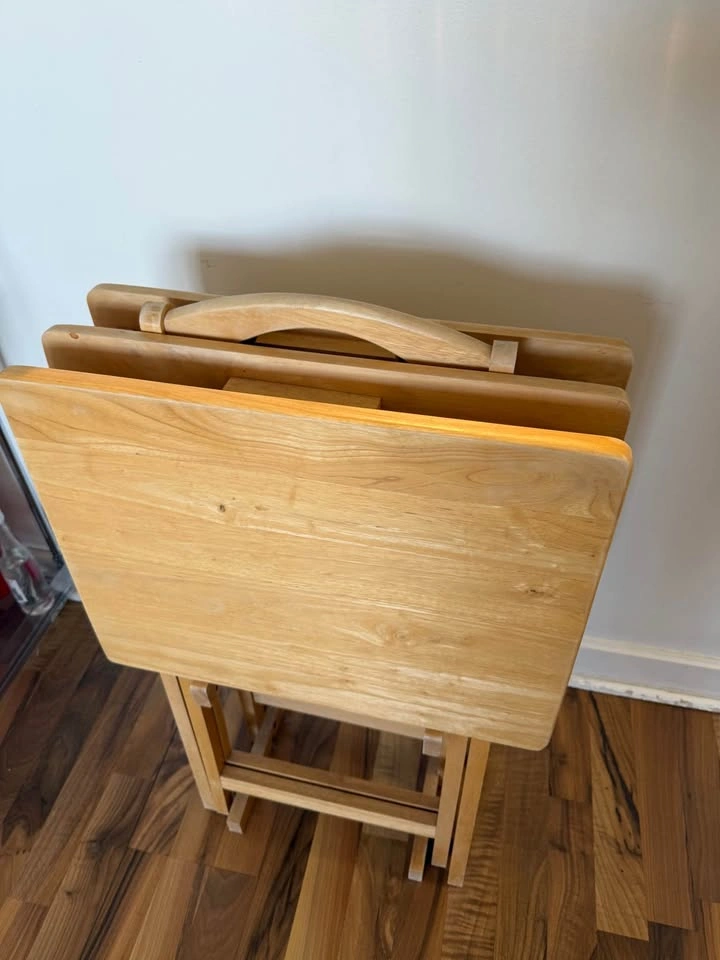 Set of 3 Wooden Folding Tables - MUST GO ASAP - photo 2