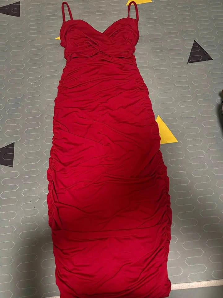 Sexy Red Ruched Bodycon Dress ❤️