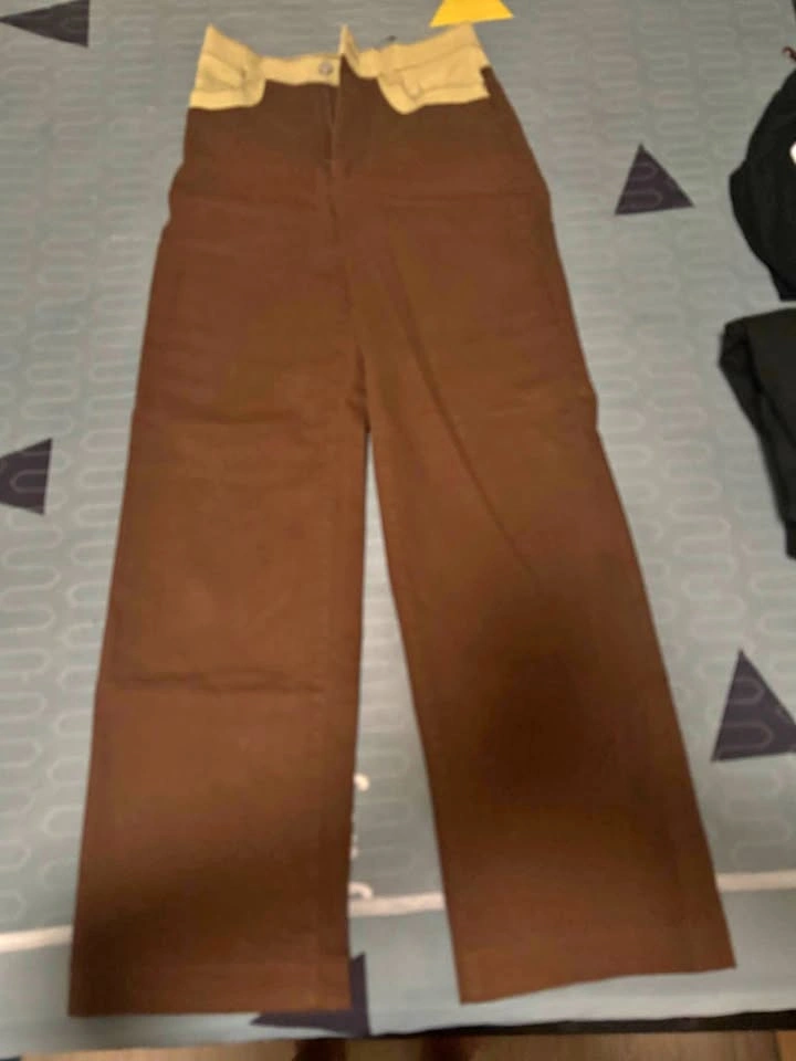 Oak + Fort Faux Leather Pants - Brown High Waist