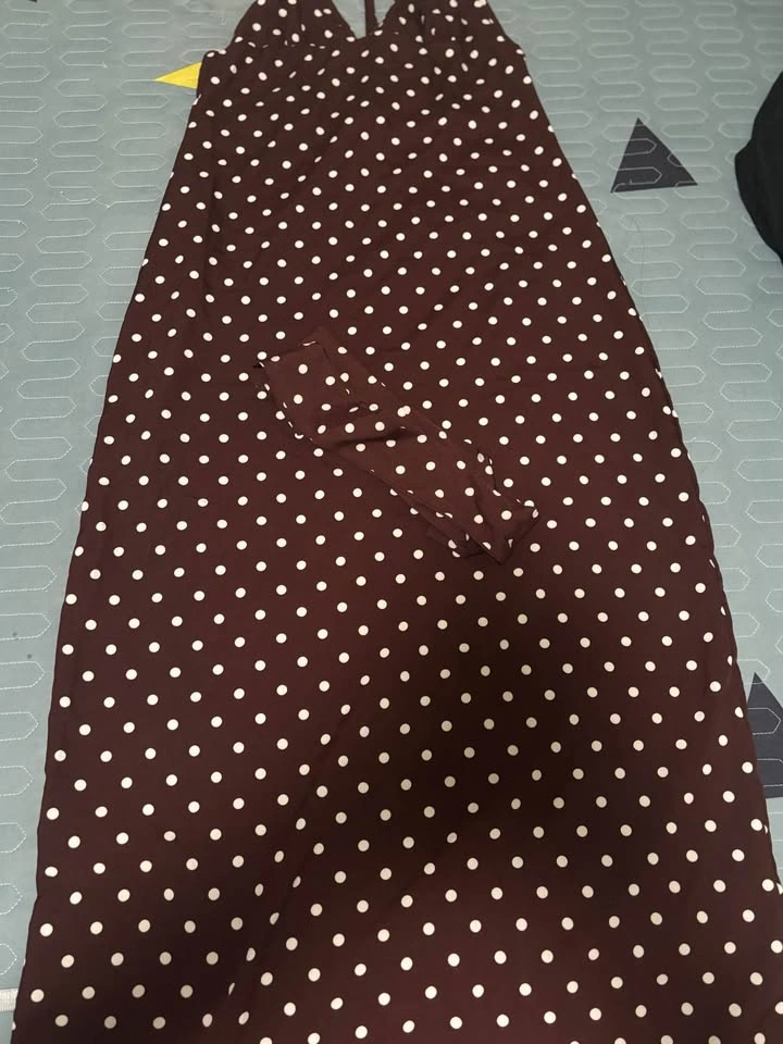 Brown Polka Dot Dress with Belt – Vintage Style - photo 2