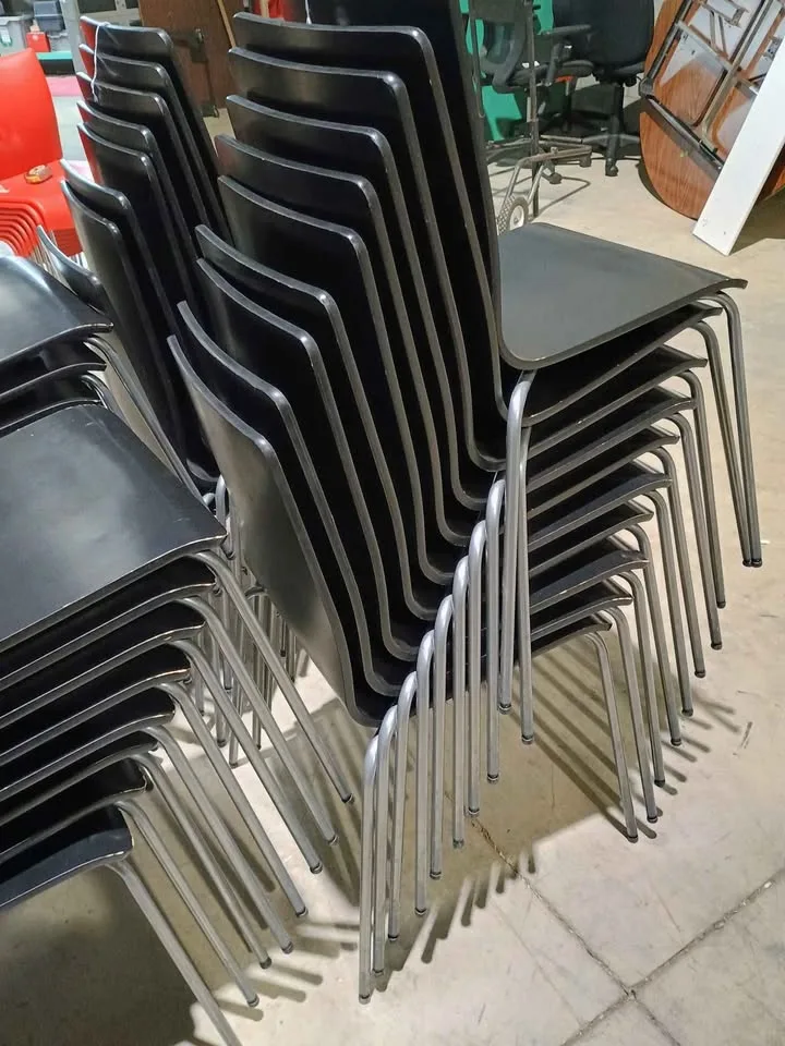 Black Wood Stacking Chairs With Chrome Legs - 35 Available image indicator(2)