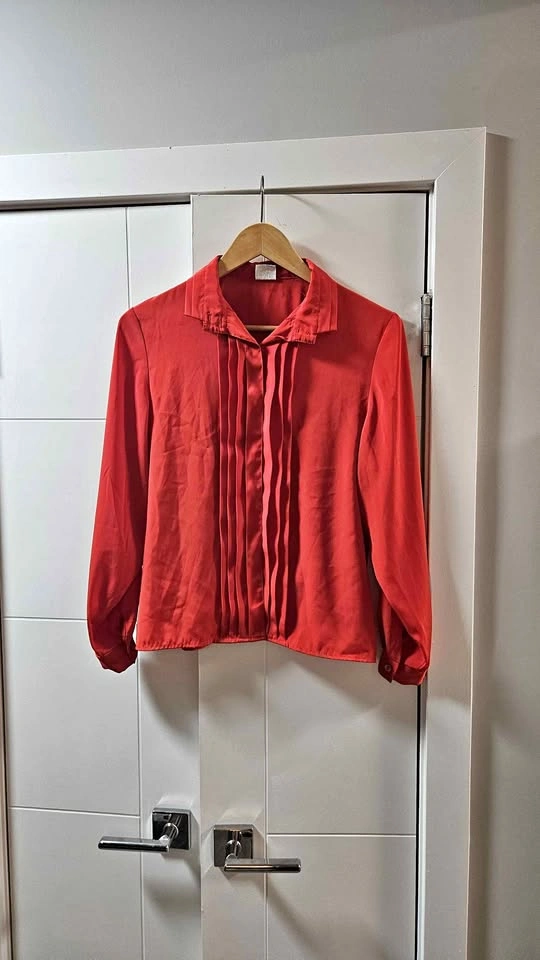 Vintage Red Petite Elite Pleated Blouse