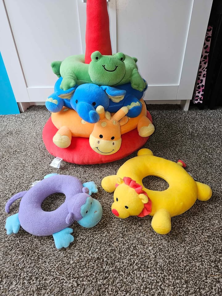 Large Safari Plush Stacking Ring Baby Toy - photo 4