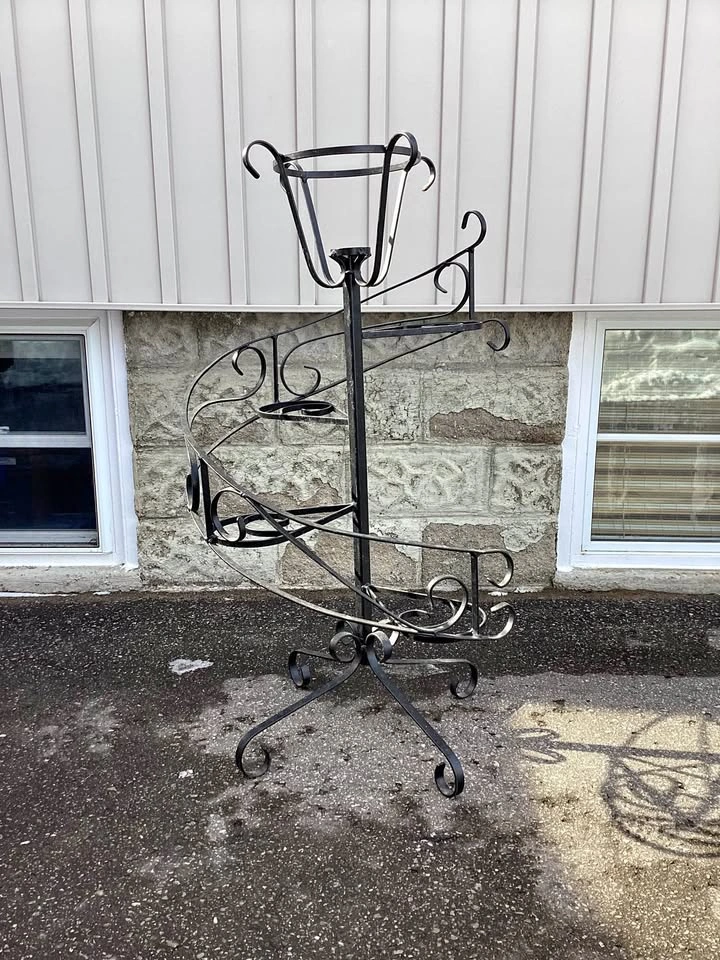 Heavy Vintage Wrought Iron Plant Stand - Indoors/Outdoors