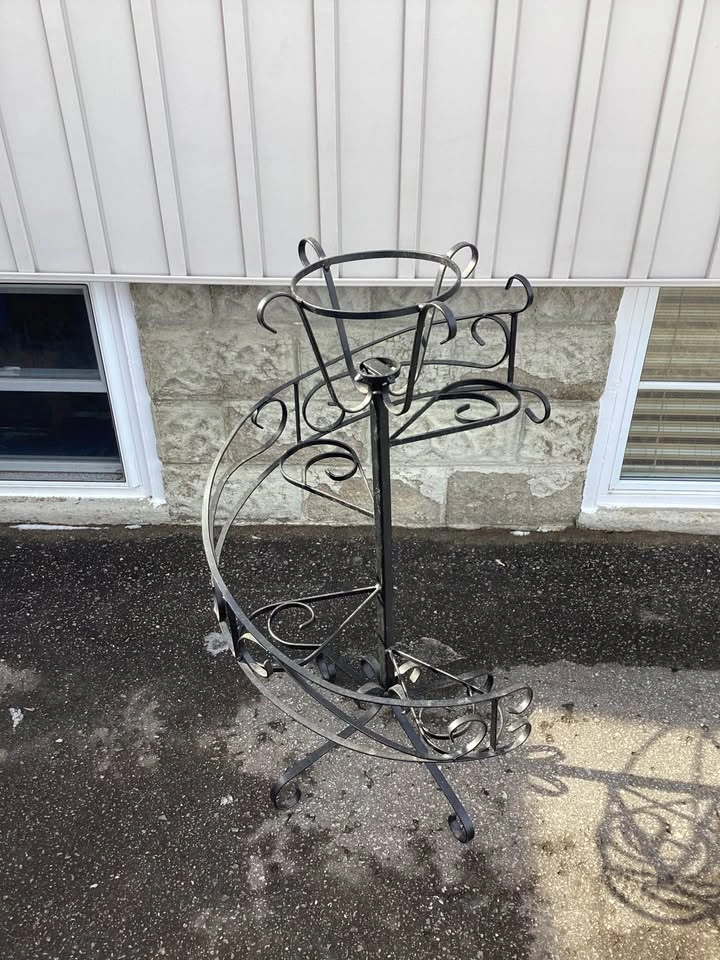 Heavy Vintage Wrought Iron Plant Stand - Indoors/Outdoors - photo 2