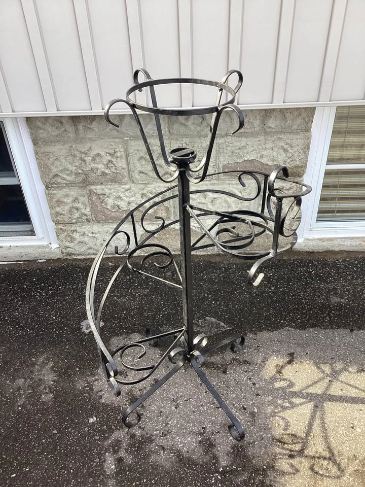 Heavy Vintage Wrought Iron Plant Stand - Indoors/Outdoors - photo 3