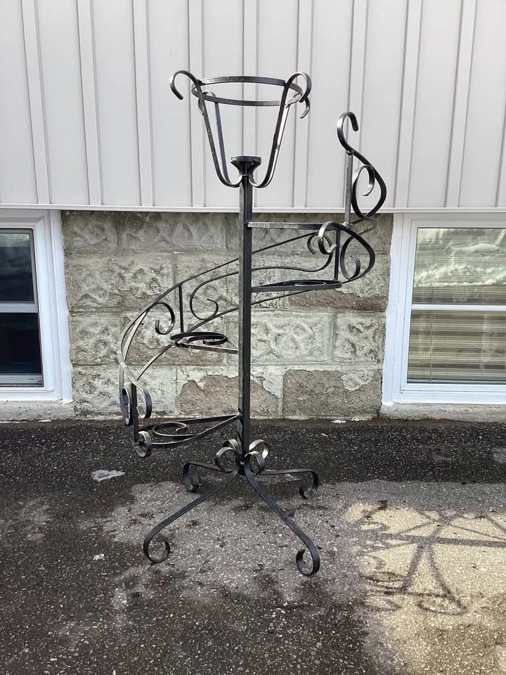 Heavy Vintage Wrought Iron Plant Stand - Indoors/Outdoors - photo 4