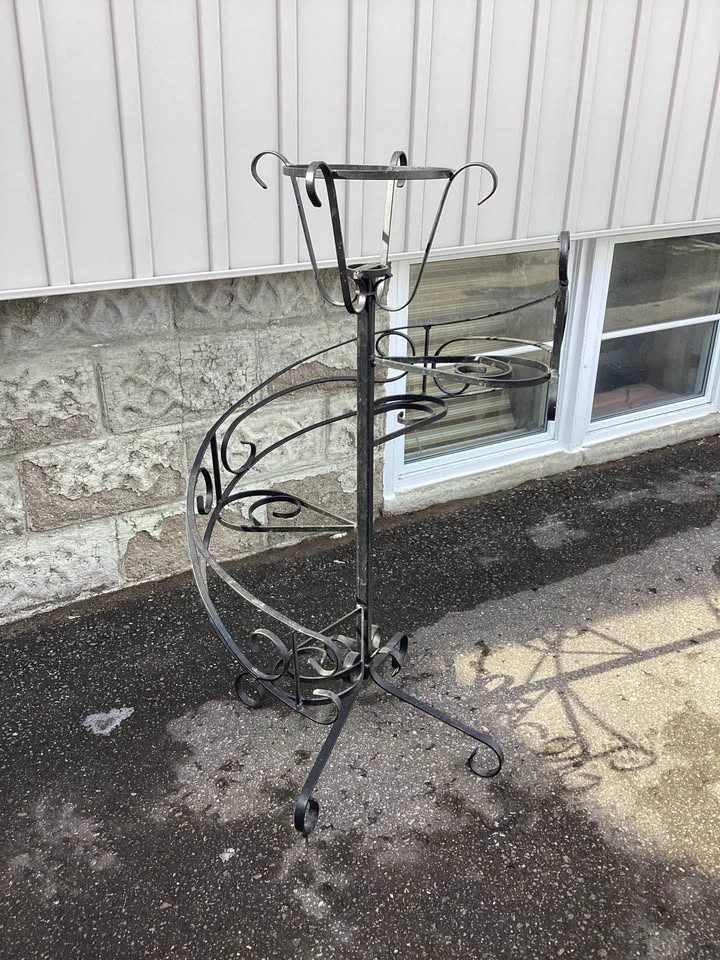 Heavy Vintage Wrought Iron Plant Stand - Indoors/Outdoors - photo 5
