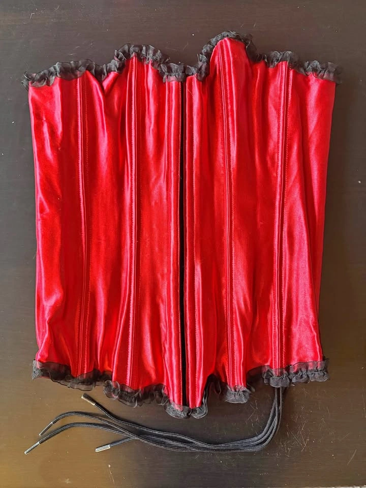 Red satin bustier corset top - size S/M
