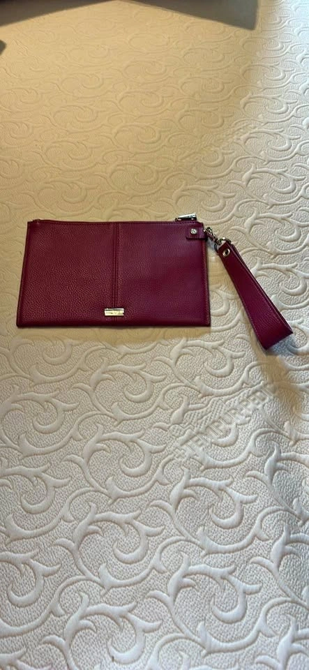 31 Burgundy Leather Wristlet Clutch