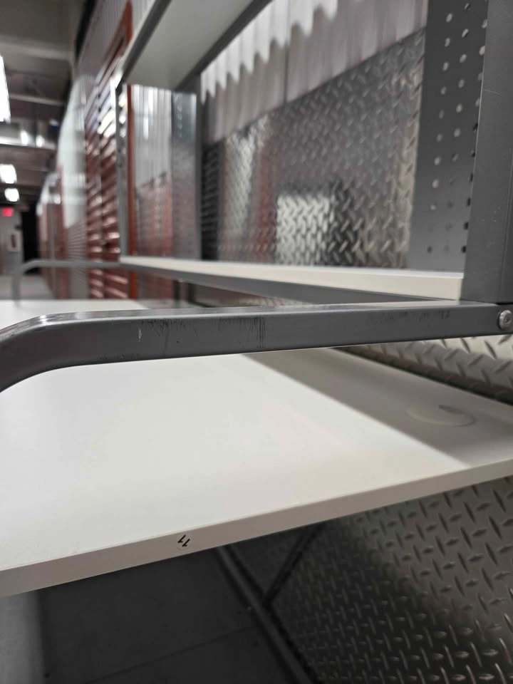 Grey White Computer Desk Workstation Shelves - photo 4