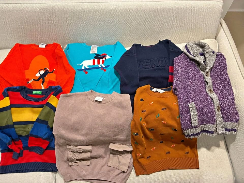 Kids Sweaters Bundle - 7 Boys Sweaters Size 5-6