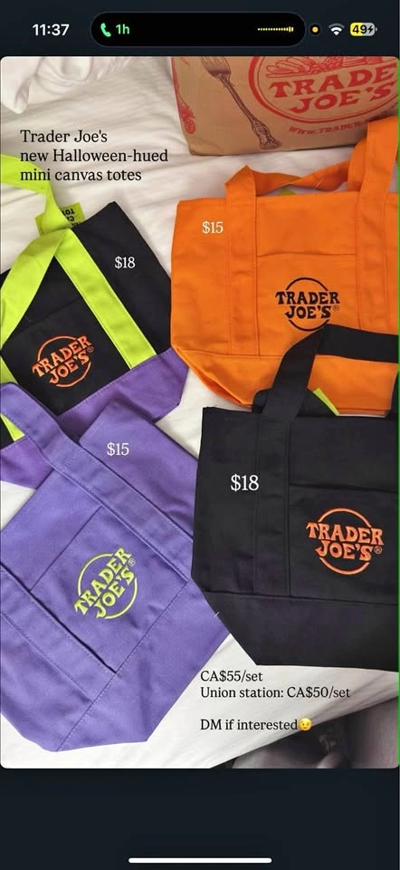 Trader Joe’s NEW Halloween Mini Canvas Totes