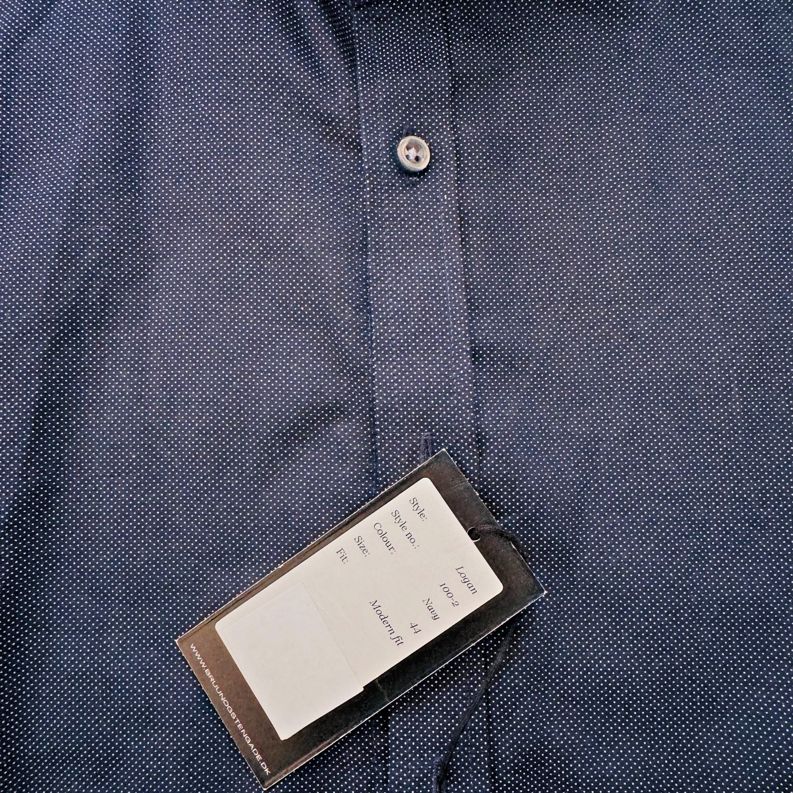 Bruun & Stengade Men's Modern Fit Dress Shirt — Navy Micro-Dot — - photo 3