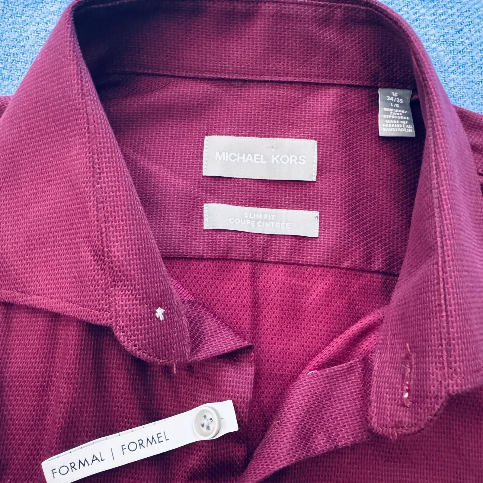 Michael Kors Men's Burgundy Dress Shirt - L NWT - photo 3