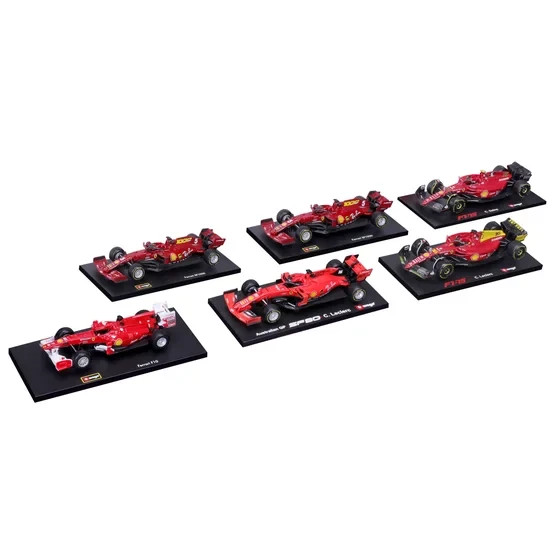 Bburago Ferrari F1 1:43 Diecast 6 Cars Set Leclerc Sainz Alonso - photo 2