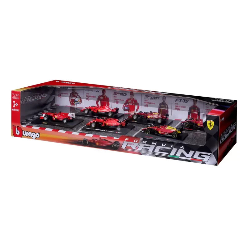 Bburago Ferrari F1 1:43 Diecast 6 Cars Set Leclerc Sainz Alonso - photo 5