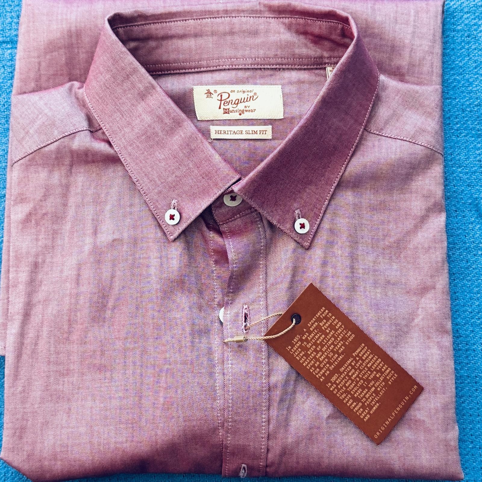 Original Penguin Men's Long Sleeve Button Down Shirt - Mauve Ros