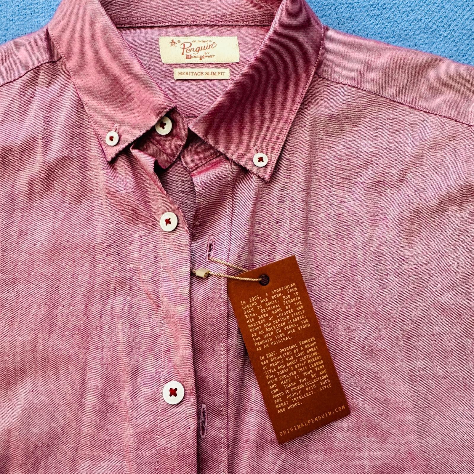 Original Penguin Men's Long Sleeve Button Down Shirt - Mauve Ros - photo 3