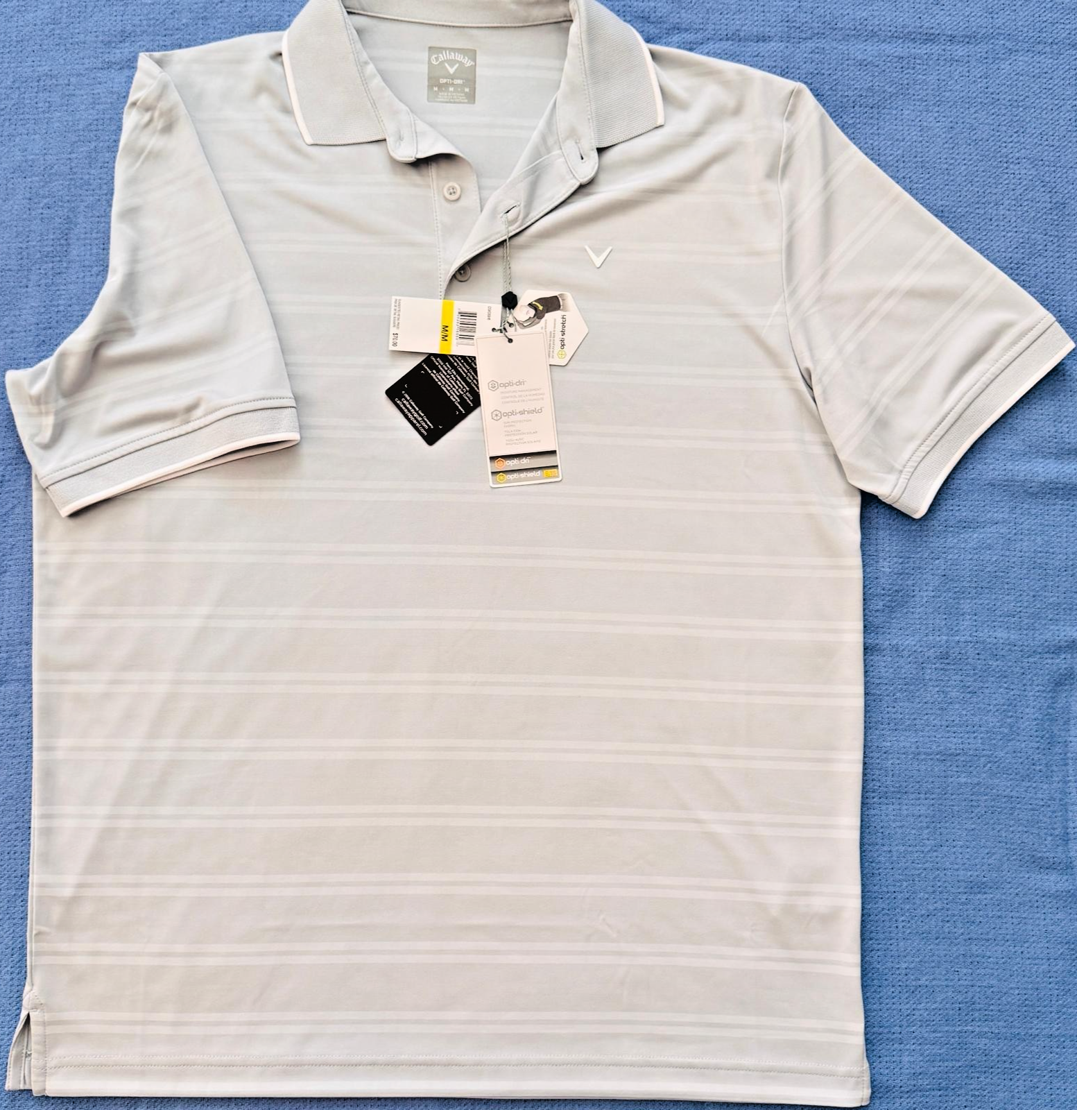 Callaway Golf Opti-Dri Stripe Polo Shirt Men Medium NWT Heather
