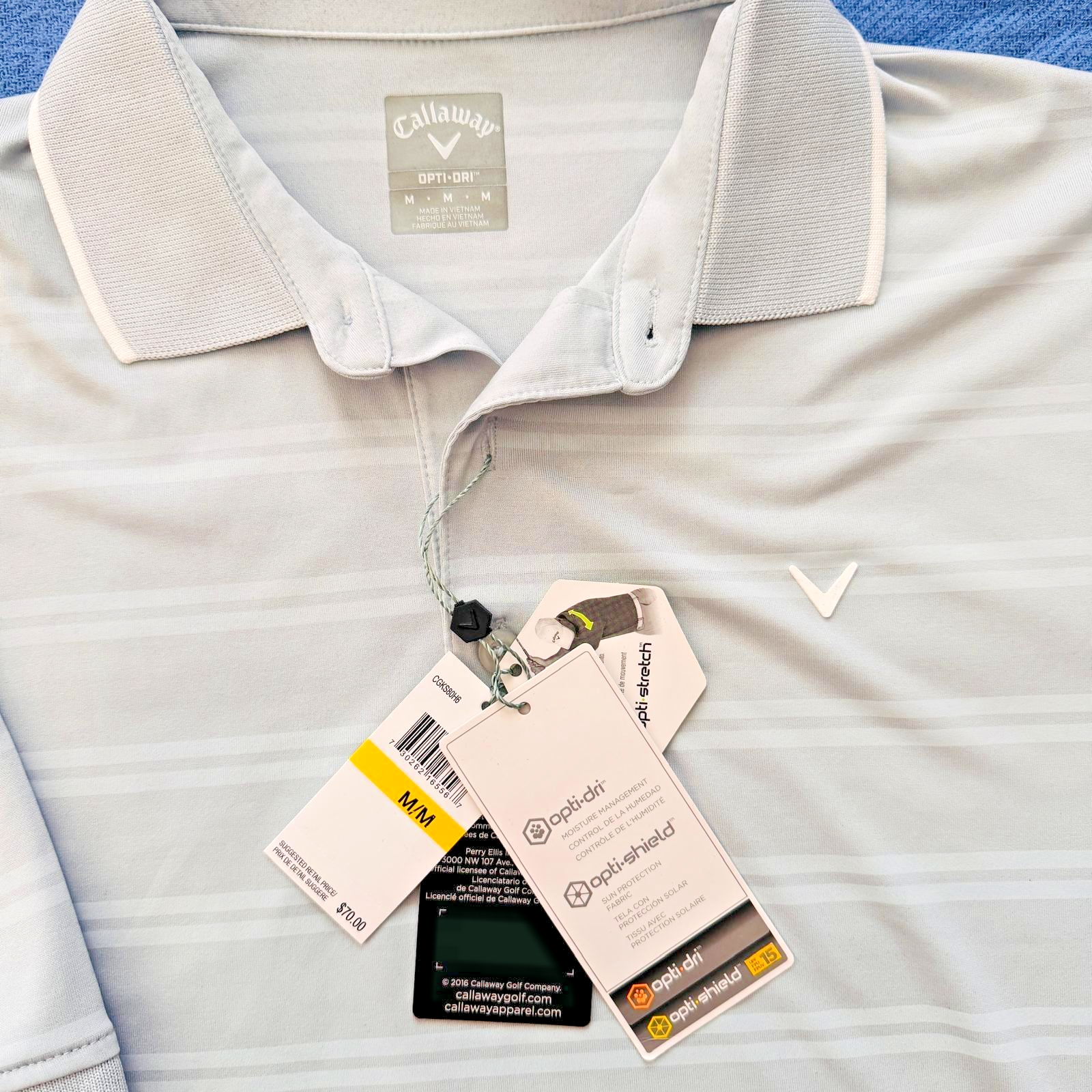 Callaway Golf Opti-Dri Stripe Polo Shirt Men Medium NWT Heather - photo 2