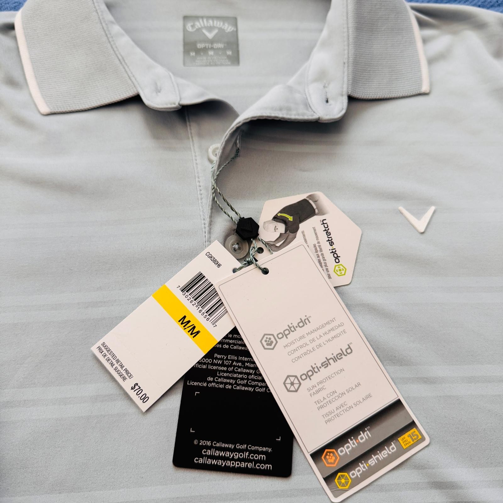 Callaway Golf Opti-Dri Stripe Polo Shirt Men Medium NWT Heather - photo 3