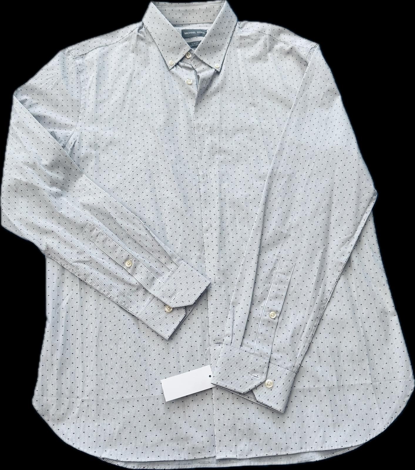 Michael Kors Men's Long Sleeve Dress Shirt - Sky Blue Dot Patter