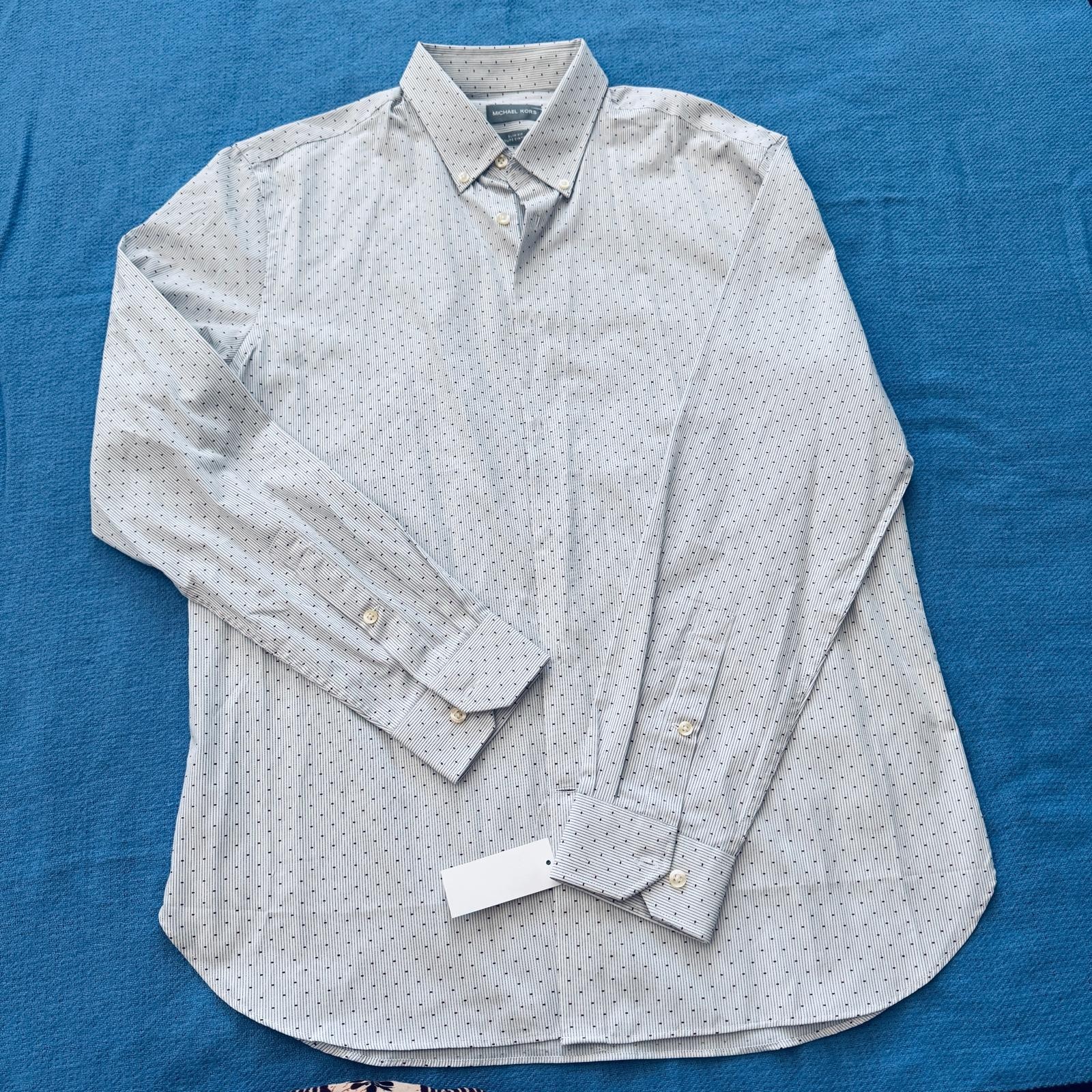 Michael Kors Men's Long Sleeve Dress Shirt - Sky Blue Dot Patter - photo 2