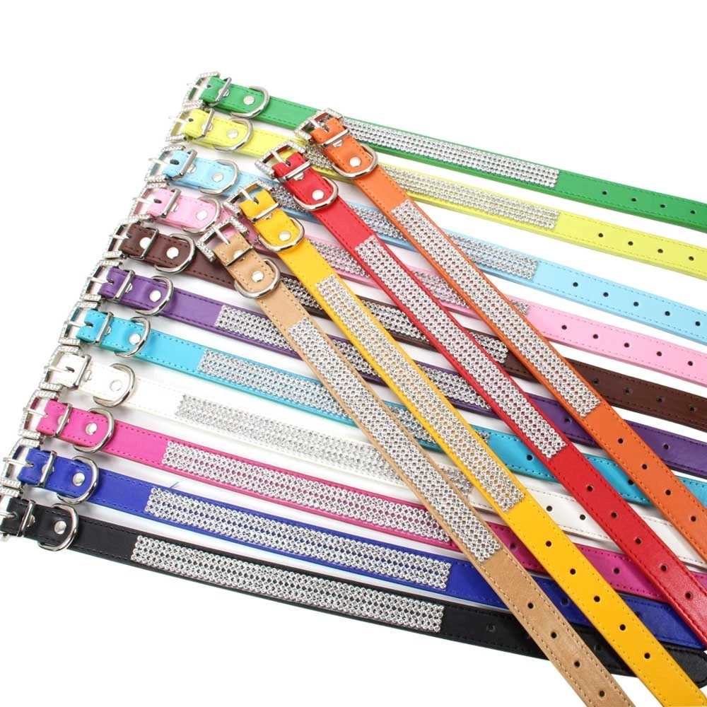 Fashion PU Leather Rhinestone Dog Collar - S/M/L - photo 2