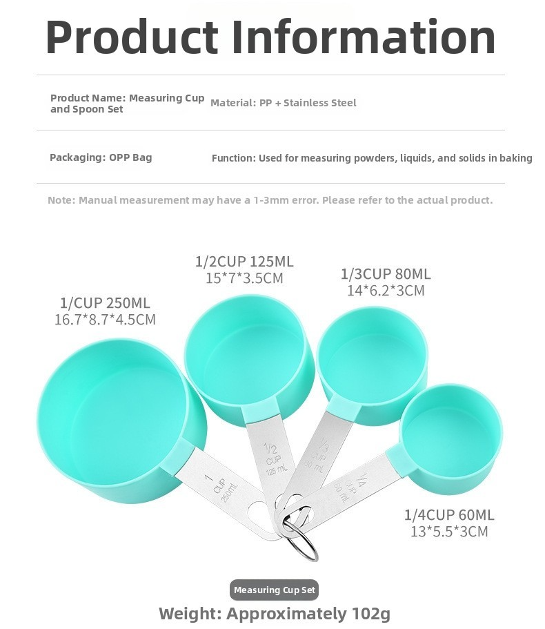 TAN.Rii Measuring Cups Spoons Set 8pc Silicone Stainless Steel - photo 2