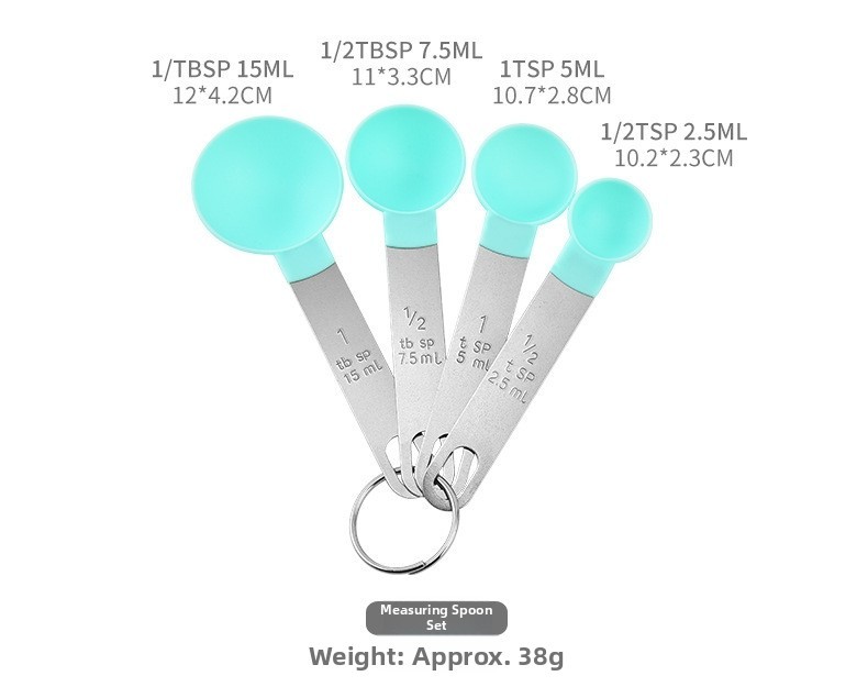 TAN.Rii Measuring Cups Spoons Set 8pc Silicone Stainless Steel - photo 3