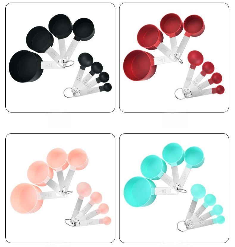 TAN.Rii Measuring Cups Spoons Set 8pc Silicone Stainless Steel - photo 4