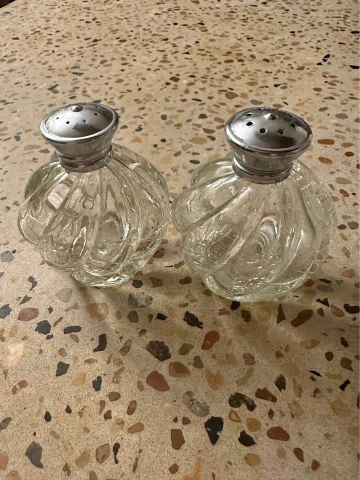 Salt and pepper shakers crackled