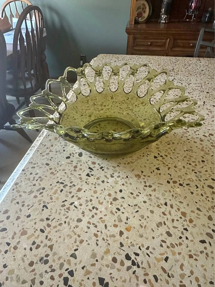 Vintage Green Fruit Bowl