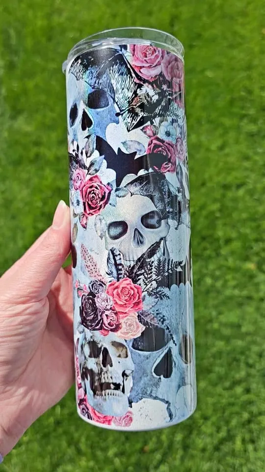 20 oz Holographic Bats & Skulls Tumbler thumbnail
