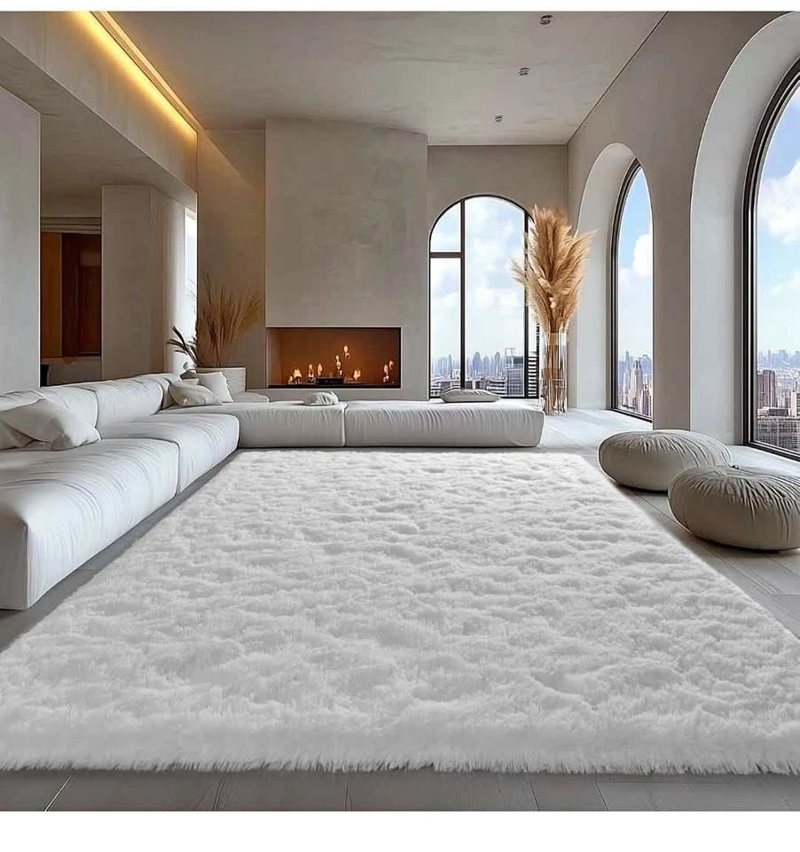 Brand New 9x12 Fluffy Aesthetic Rug - White