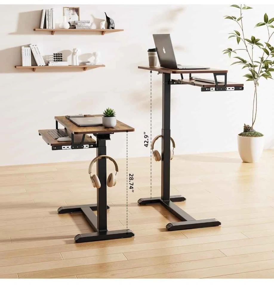 Adjustable Overbed Table with Wheels - Walnut - photo 3