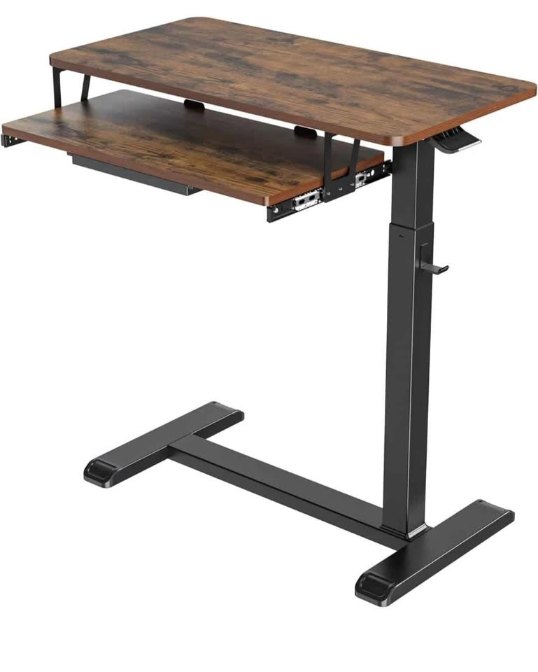 Adjustable Overbed Table with Wheels - Walnut - photo 5