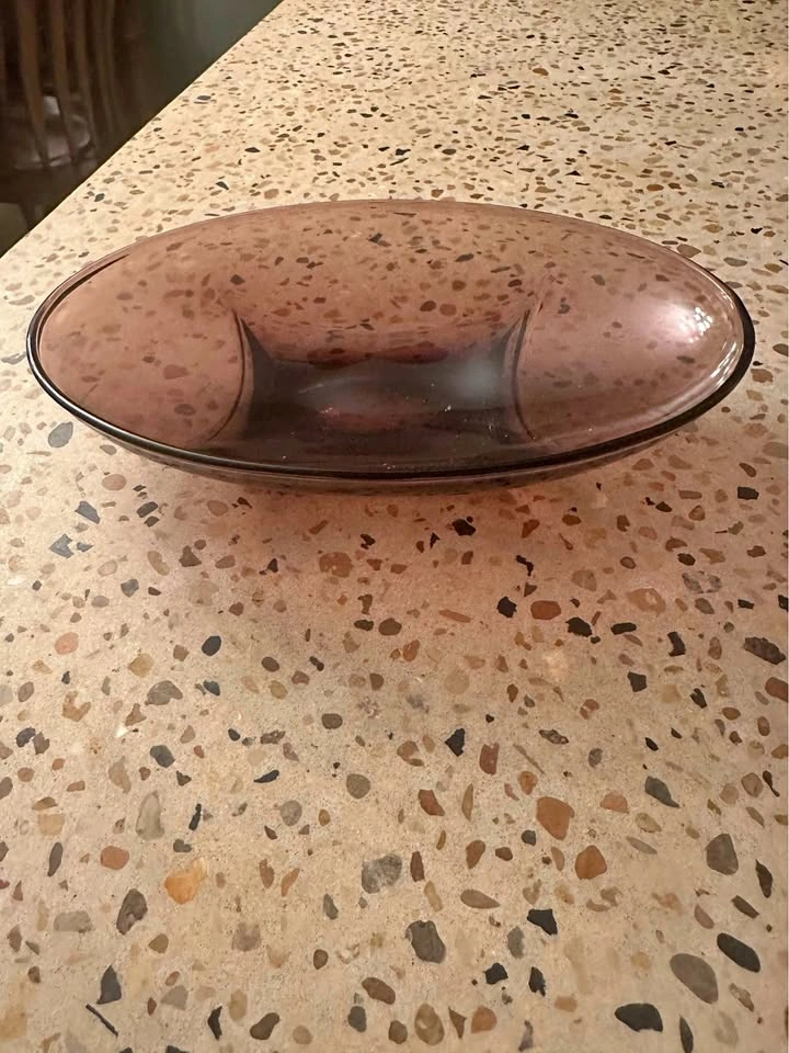Vintage Amethyst Glass Oval Bowl