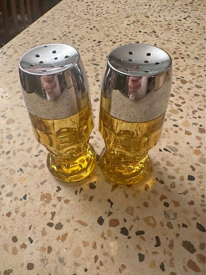 Amber Glass Beer Mug Salt and Pepper Shakers