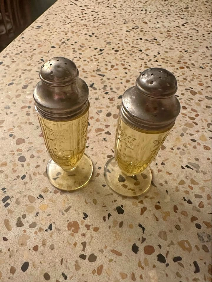 Vintage Yellow Depression Glass Salt and Pepper Shakers
