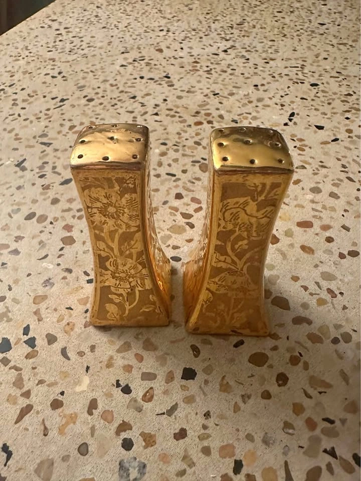 Vintage Gold Floral Salt and Pepper Shakers