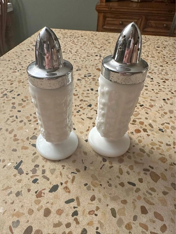Vintage Milk Glass Salt and Pepper Shakers