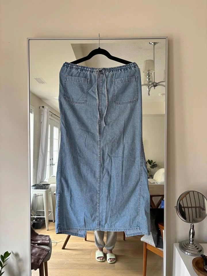 Maternity Denim Maxi Skirt