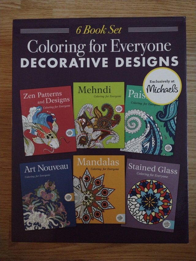 🌱BOXED SET of SIX Colouring Books: detailed designs for all ages