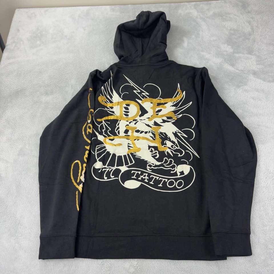 Ed Hardy Men's Black Fleece Hoodie - Large - photo 3