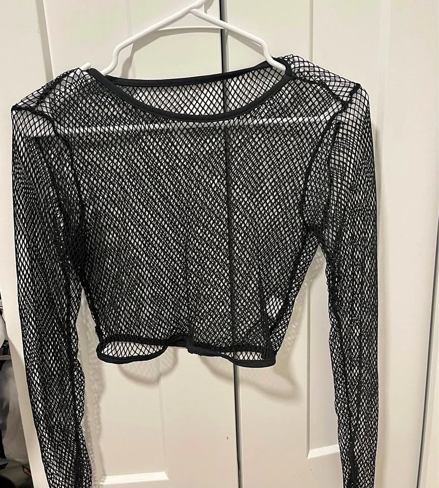SHEIN Fishnet Long Sleeve Top
